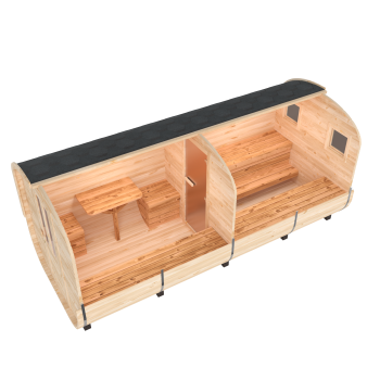 Preview: Fasssauna / Gartensauna / Banja / Quadro 5,0 m mit Vorraum